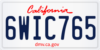 CA license plate 6WIC765