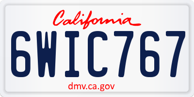 CA license plate 6WIC767