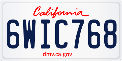CA license plate 6WIC768