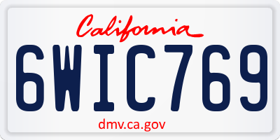 CA license plate 6WIC769