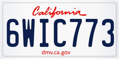 CA license plate 6WIC773