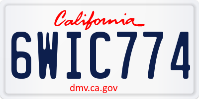 CA license plate 6WIC774