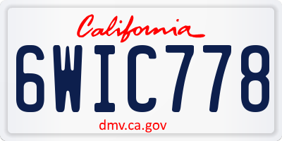 CA license plate 6WIC778