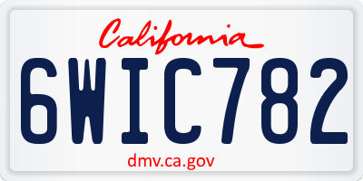 CA license plate 6WIC782