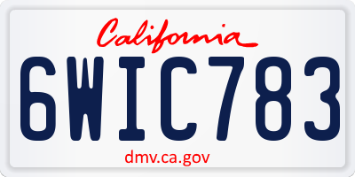CA license plate 6WIC783