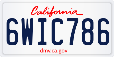 CA license plate 6WIC786