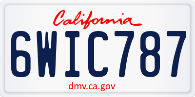 CA license plate 6WIC787