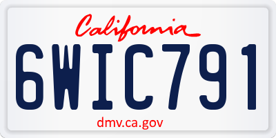 CA license plate 6WIC791
