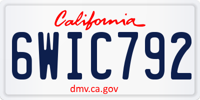 CA license plate 6WIC792