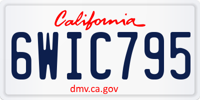 CA license plate 6WIC795
