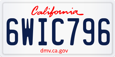 CA license plate 6WIC796