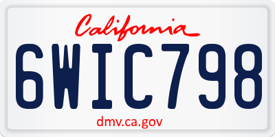 CA license plate 6WIC798