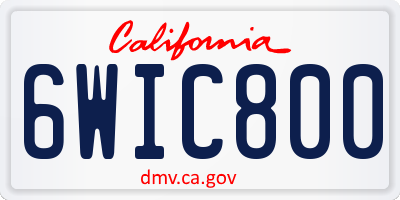 CA license plate 6WIC800