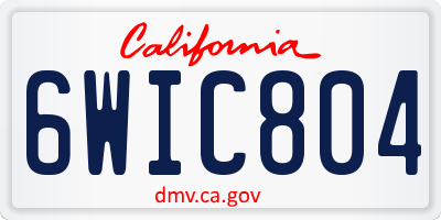 CA license plate 6WIC804