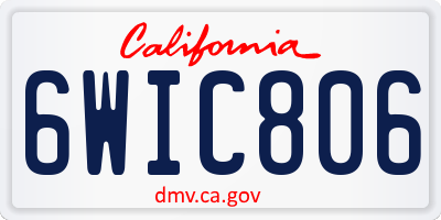 CA license plate 6WIC806