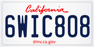 CA license plate 6WIC808