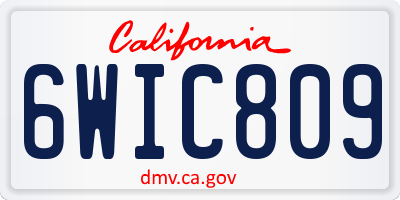 CA license plate 6WIC809