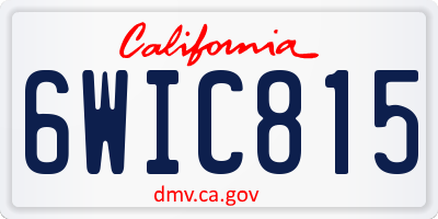 CA license plate 6WIC815