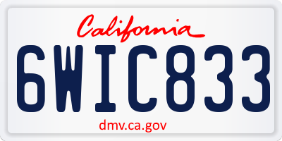 CA license plate 6WIC833