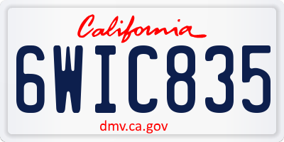 CA license plate 6WIC835