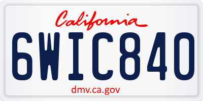 CA license plate 6WIC840
