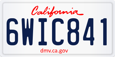 CA license plate 6WIC841