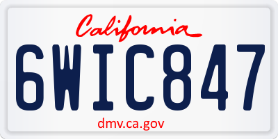 CA license plate 6WIC847