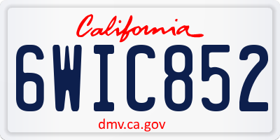 CA license plate 6WIC852