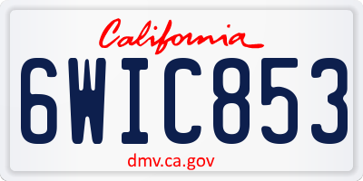 CA license plate 6WIC853