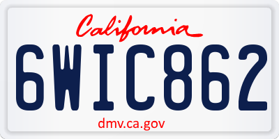 CA license plate 6WIC862