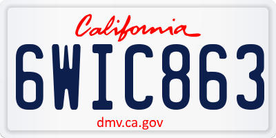 CA license plate 6WIC863