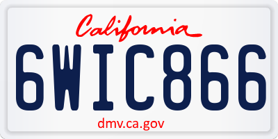 CA license plate 6WIC866