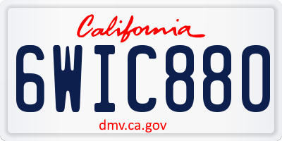 CA license plate 6WIC880