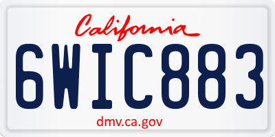 CA license plate 6WIC883