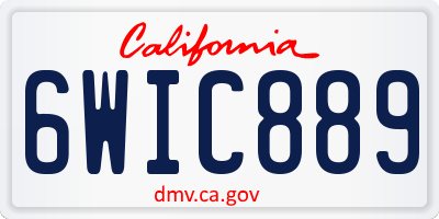 CA license plate 6WIC889