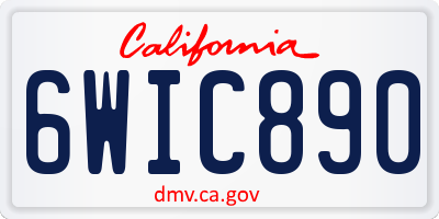 CA license plate 6WIC890
