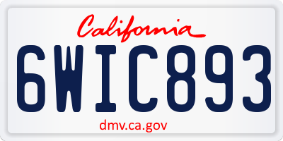 CA license plate 6WIC893
