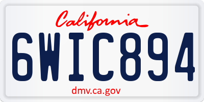CA license plate 6WIC894
