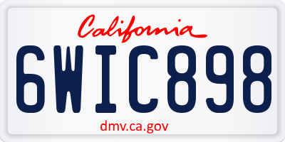 CA license plate 6WIC898