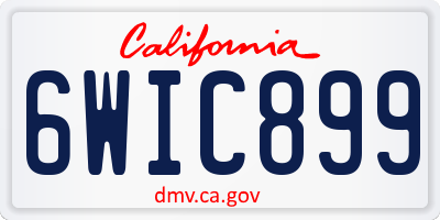 CA license plate 6WIC899