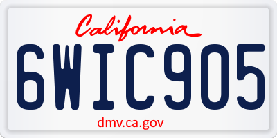 CA license plate 6WIC905