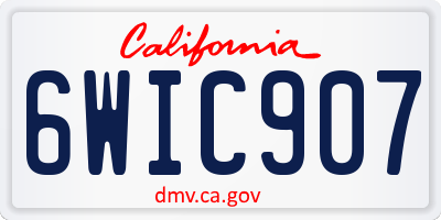 CA license plate 6WIC907