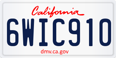 CA license plate 6WIC910