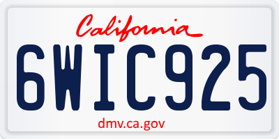 CA license plate 6WIC925