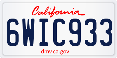 CA license plate 6WIC933