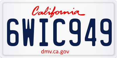 CA license plate 6WIC949