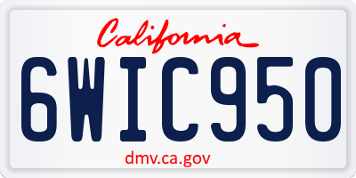 CA license plate 6WIC950