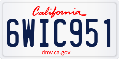 CA license plate 6WIC951