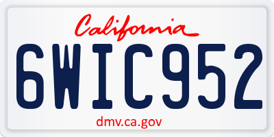CA license plate 6WIC952