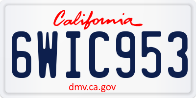 CA license plate 6WIC953